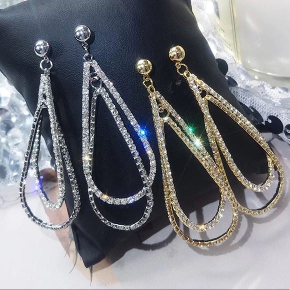 ¥ NEW 925 STERLING SILVER DIAMOND DROP EARRINGS - Picture 4 of 7